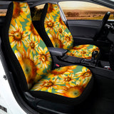 Sage Watercolor Sunflower Pattern Print Universal Fit Car Seat Covers 102422