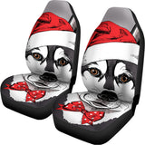 Santa Siberian Husky Print Universal Fit Car Seat Covers 102422