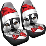 Santa Siberian Husky Print Universal Fit Car Seat Covers 102422