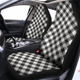 Shadow Grey And White Gingham Print Universal Fit Car Seat Covers 102422