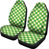 Shamrock Green And White Gingham Print Universal Fit Car Seat Covers 102422