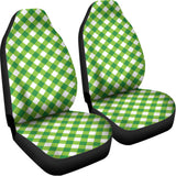 Shamrock Green And White Gingham Print Universal Fit Car Seat Covers 102422