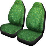 Shamrock Green (NOT Real) Glitter Print Universal Fit Car Seat Covers 102422