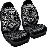 Silver And Black All Seeing Eye Print Universal Fit Car Seat Covers 102422
