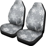 Silver And White Snowflake Pattern Print Universal Fit Car Seat Covers 102422
