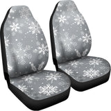 Silver And White Snowflake Pattern Print Universal Fit Car Seat Covers 102422