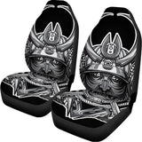 Silver Samurai Mask Print Universal Fit Car Seat Covers 102422