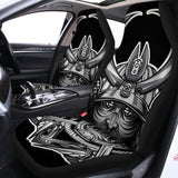 Silver Samurai Mask Print Universal Fit Car Seat Covers 102422