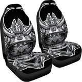 Silver Samurai Mask Print Universal Fit Car Seat Covers 102422
