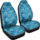 Ski And Snowboard Pattern Print Universal Fit Car Seat Covers 102422