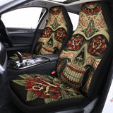 Skull And Roses Tattoo Print Universal Fit Car Seat Covers 102422