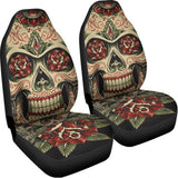 Skull And Roses Tattoo Print Universal Fit Car Seat Covers 102422