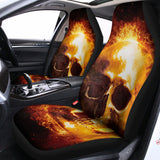 Skull In Flames Print Universal Fit Car Seat Covers 102422