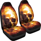 Skull In Flames Print Universal Fit Car Seat Covers 102422