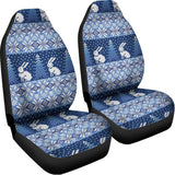 Snow Rabbit Knitted Pattern Print Universal Fit Car Seat Covers 102422