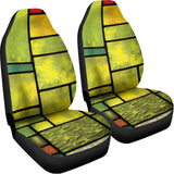 Square Stained Glass Mosaic Print Universal Fit Car Seat Covers 102422