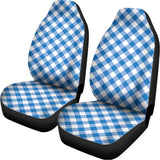 Steel Blue And White Gingham Print Universal Fit Car Seat Covers 102422