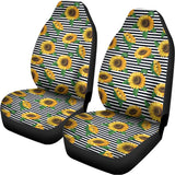 Stripe Sunflower Pattern Print Universal Fit Car Seat Covers 102422