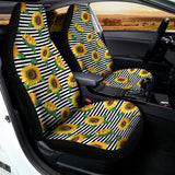 Stripe Sunflower Pattern Print Universal Fit Car Seat Covers 102422