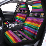 Sugar Skull Mexican Serape Pattern Print Universal Fit Car Seat Covers 102422