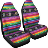 Sugar Skull Mexican Serape Pattern Print Universal Fit Car Seat Covers 102422