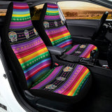 Sugar Skull Mexican Serape Pattern Print Universal Fit Car Seat Covers 102422
