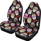 Sugar Skull Pattern Print Universal Fit Car Seat Covers 102422