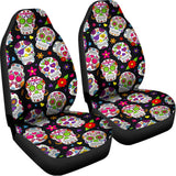 Sugar Skull Pattern Print Universal Fit Car Seat Covers 102422