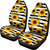 Sunflower Striped Pattern Print Universal Fit Car Seat Covers 102422