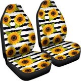 Sunflower Striped Pattern Print Universal Fit Car Seat Covers 102422