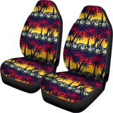 Sunset Hibiscus Palm Tree Pattern Print Universal Fit Car Seat Covers 102422