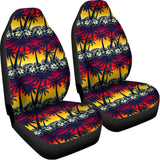 Sunset Hibiscus Palm Tree Pattern Print Universal Fit Car Seat Covers 102422