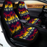 Sunset Hibiscus Palm Tree Pattern Print Universal Fit Car Seat Covers 102422