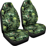 T-Rex Dinosaur And Jurassic Plants Print Universal Fit Car Seat Covers 102422