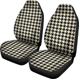 Tan And Black Houndstooth Pattern Print Universal Fit Car Seat Covers 102422