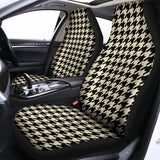 Tan And Black Houndstooth Pattern Print Universal Fit Car Seat Covers 102422