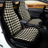 Tan And Black Houndstooth Pattern Print Universal Fit Car Seat Covers 102422