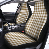 Tan And White Gingham Pattern Print Universal Fit Car Seat Covers 102422