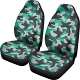 Teal And Black Camouflage Print Universal Fit Car Seat Covers 102422