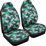 Teal And Black Camouflage Print Universal Fit Car Seat Covers 102422
