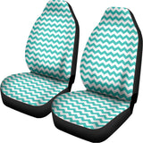 Teal And White Chevron Pattern Print Universal Fit Car Seat Covers 102422