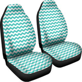 Teal And White Chevron Pattern Print Universal Fit Car Seat Covers 102422