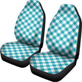 Teal And White Gingham Pattern Print Universal Fit Car Seat Covers 102422