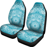 Teal And White Mandala Print Universal Fit Car Seat Covers 102422