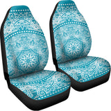 Teal And White Mandala Print Universal Fit Car Seat Covers 102422