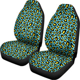 Teal And Yellow Leopard Pattern Print Universal Fit Car Seat Covers 102422