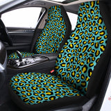 Teal And Yellow Leopard Pattern Print Universal Fit Car Seat Covers 102422