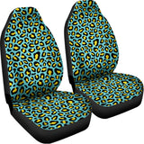 Teal And Yellow Leopard Pattern Print Universal Fit Car Seat Covers 102422