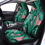Teal Banana Leaves Pattern Print Universal Fit Car Seat Covers 102422