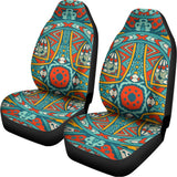 Teal Bohemian Mandala Pattern Print Universal Fit Car Seat Covers 102422